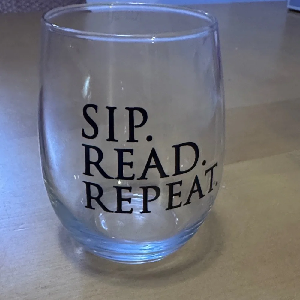 Clear Glass with Black Text